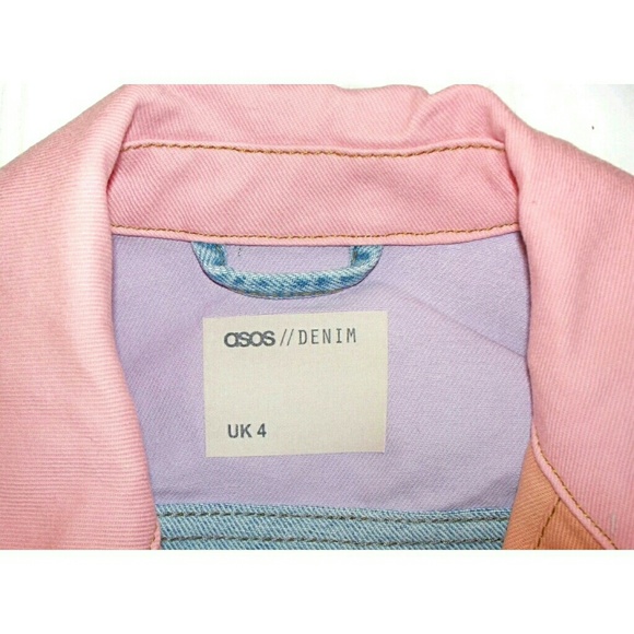 ASOS button front denim jean jacket in colorblock - Picture 6 of 8
